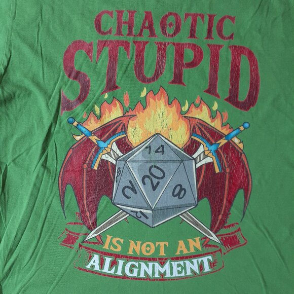 Chaotic Stupid is Not an alignment - D&D New XL Green T-Shirt - Picture 2 of 5